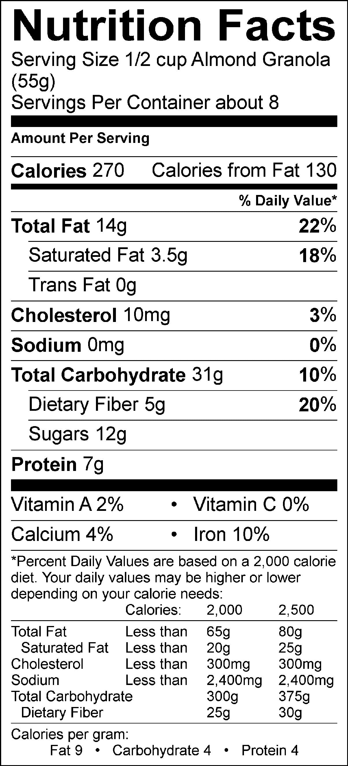 Almond Granola - One Pound Zip Closure bag